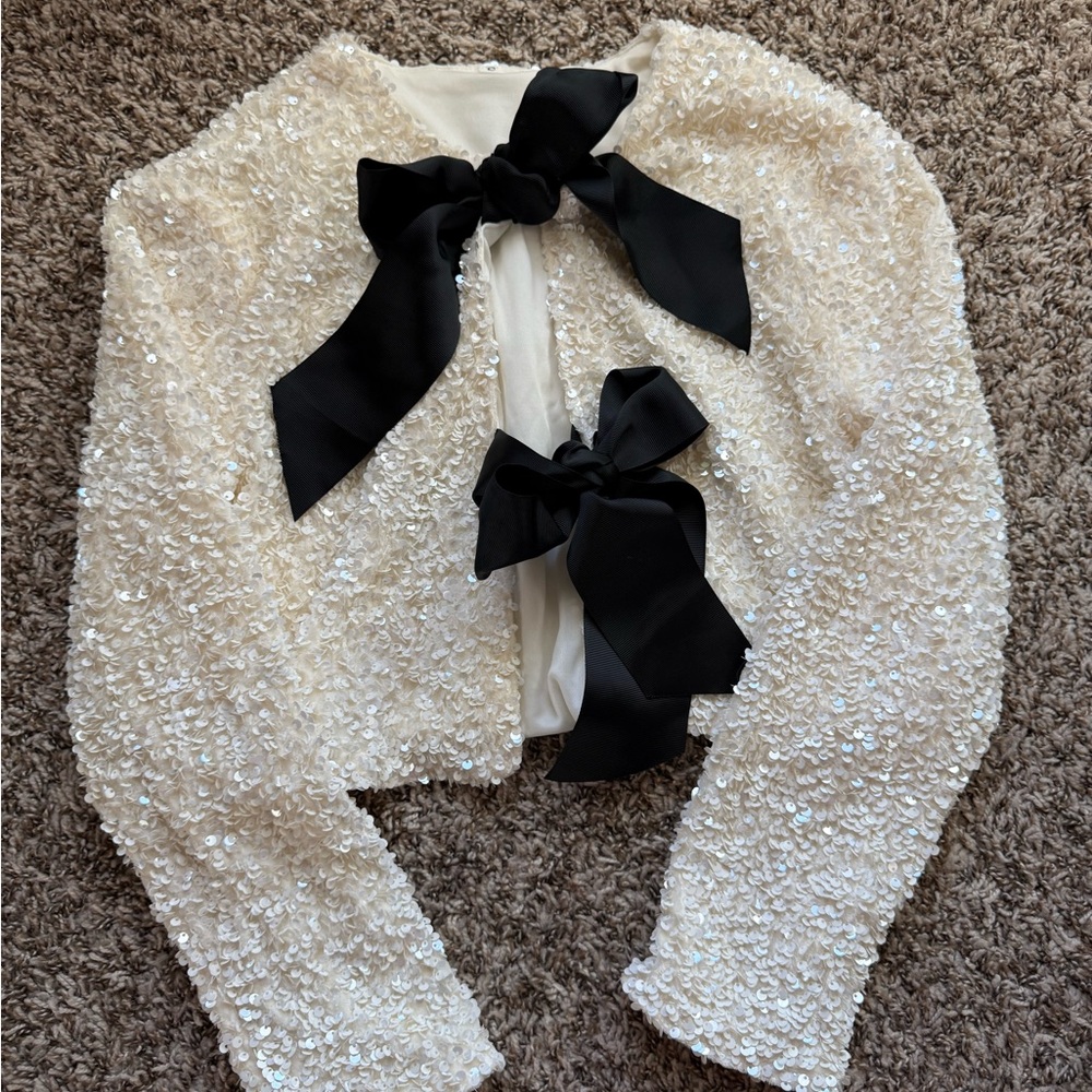 Sequin Jacket with Black Bows